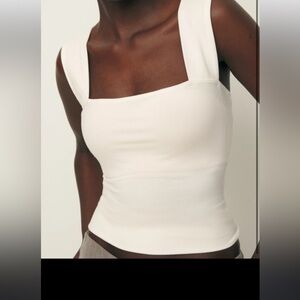 Reformation Clarke Knit White Square Neck Top